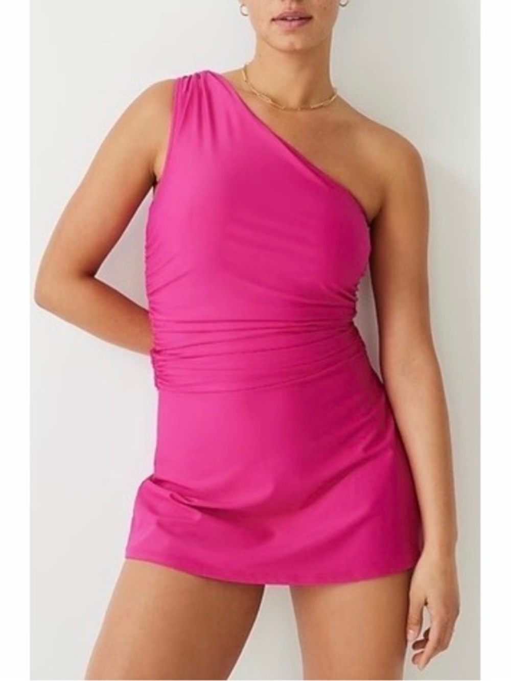 J.CREW Ruched One Shoulder Swim Dress